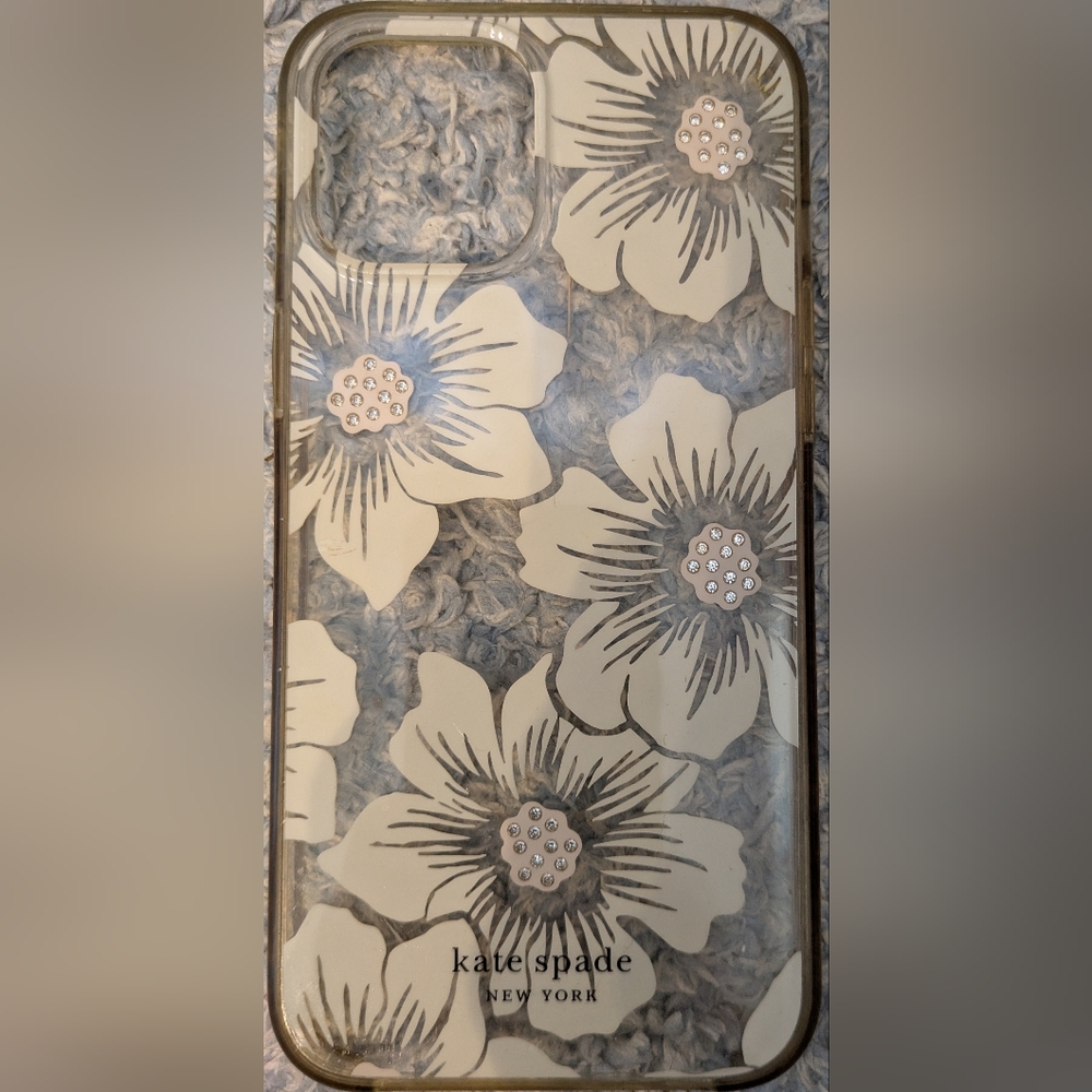 Kate Spade Beige Floral Wall Art with Rhinestone Accents